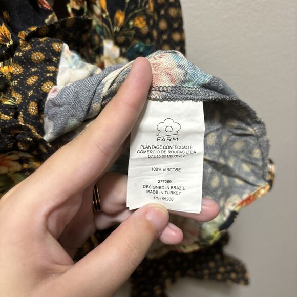 FARM Rio Siobhan Blouse size S Flare Sleeve Floral Button Top Boho Anthropologie - Picture 7 of 15